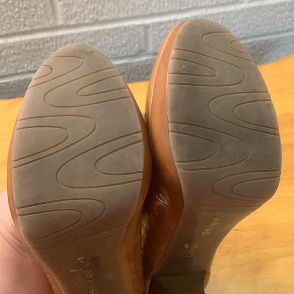 Andrew Geller “Knot” Woven Leather Platform Stacked heels Women's size 7.5M EUC - Picture 6 of 11